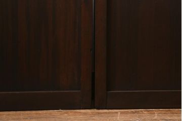 アンティーク建具　昭和初期　すりガラス・当店オリジナルガラス入り　麻の葉模様がお洒落なアクセントのガラス戸4枚セット(引き戸)(R-041451)