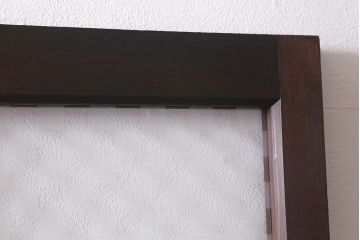 アンティーク建具　昭和初期　すりガラス・当店オリジナルガラス入り　レトロモダンな空間におすすめのガラス戸2枚セット(引き戸)(R-041452)