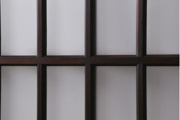 アンティーク建具　昭和初期　モールガラス・すりガラス入り　落ち着いた雰囲気のレトロなガラス戸4枚セット(引き戸)(R-041453)