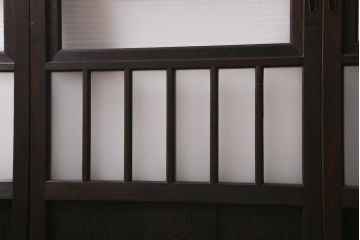 アンティーク建具　昭和初期　モールガラス・すりガラス入り　落ち着いた雰囲気のレトロなガラス戸4枚セット(引き戸)(R-041453)