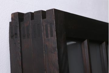 アンティーク建具　昭和初期　モールガラス・すりガラス入り　落ち着いた雰囲気のレトロなガラス戸4枚セット(引き戸)(R-041453)