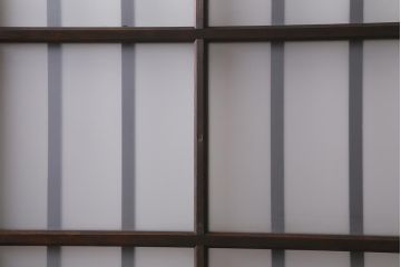 アンティーク建具　昭和初期　モールガラス・すりガラス入り　落ち着いた雰囲気のレトロなガラス戸4枚セット(引き戸)(R-041453)