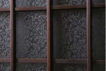 アンティーク建具　和製アンティーク　昭和初期　結霜ガラス　上手物!　凛とした佇まいが魅力的なガラス戸4枚セット(引き戸、建具)(R-041454)