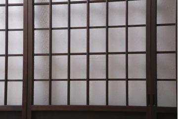 アンティーク建具　和製アンティーク　昭和初期　結霜ガラス　上手物!　凛とした佇まいが魅力的なガラス戸4枚セット(引き戸、建具)(R-041454)