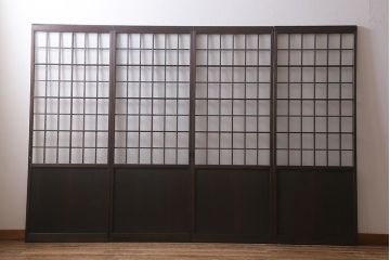 アンティーク建具　和製アンティーク　昭和初期　結霜ガラス　上手物!　凛とした佇まいが魅力的なガラス戸4枚セット(引き戸、建具)(R-041454)