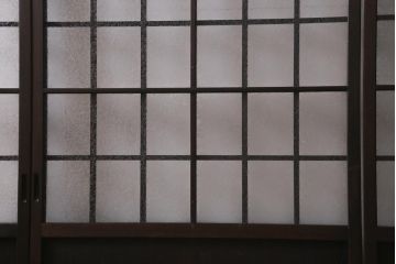 アンティーク建具　和製アンティーク　昭和初期　結霜ガラス　上手物!　凛とした佇まいが魅力的なガラス戸4枚セット(引き戸、建具)(R-041454)