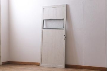 和製アンティーク建具　昭和中期　ペイント　やさしい色合いの木製ドア(扉、開き戸、建具)(R-041455)