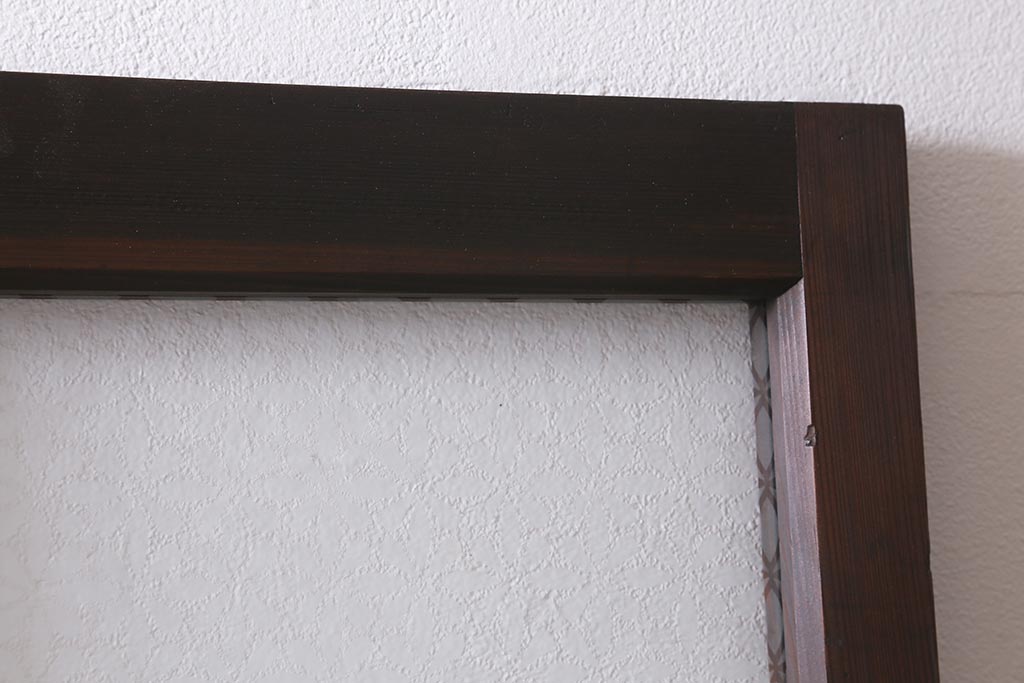 アンティーク建具　和製アンティーク　昭和初期　すりガラス・当店オリジナルガラス　変わり花菱模様のガラスがレトロなガラス戸2枚セット(引き戸、建具)(R-041456)