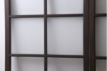 アンティーク建具　和製アンティーク　昭和初期　すりガラス・当店オリジナルガラス　変わり花菱模様のガラスがレトロなガラス戸2枚セット(引き戸、建具)(R-041456)