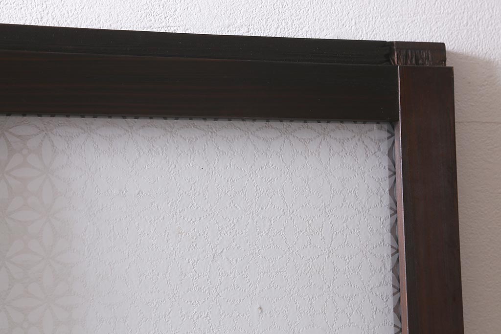 アンティーク建具　和製アンティーク　昭和初期　すりガラス・当店オリジナルガラス　変わり花菱模様のガラスがレトロなガラス戸2枚セット(引き戸、建具)(R-041456)