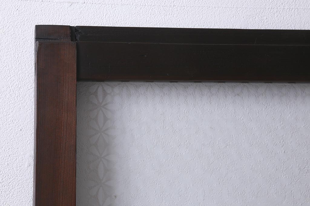 アンティーク建具　和製アンティーク　昭和初期　すりガラス・当店オリジナルガラス　変わり花菱模様のガラスがレトロなガラス戸2枚セット(引き戸、建具)(R-041456)