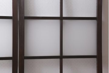 アンティーク建具　和製アンティーク　昭和初期　すりガラス・当店オリジナルガラス　変わり花菱模様のガラスがレトロなガラス戸2枚セット(引き戸、建具)(R-041456)