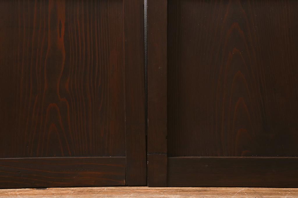 アンティーク建具　和製アンティーク　昭和初期　すりガラス・当店オリジナルガラス　変わり花菱模様のガラスがレトロなガラス戸2枚セット(引き戸、建具)(R-041456)