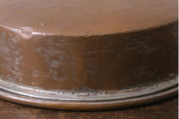 アンティーク雑貨　シャビーな風合いがおしゃれなフランスアンティークの銅鍋(パン、両手鍋)(R-041457)