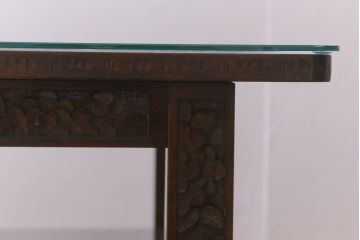 中古　伝統工芸　軽井沢彫り　咲き誇る桜の彫りが見事なサイドテーブル(リビングテーブル、センターテーブル、座卓)(R-041459)
