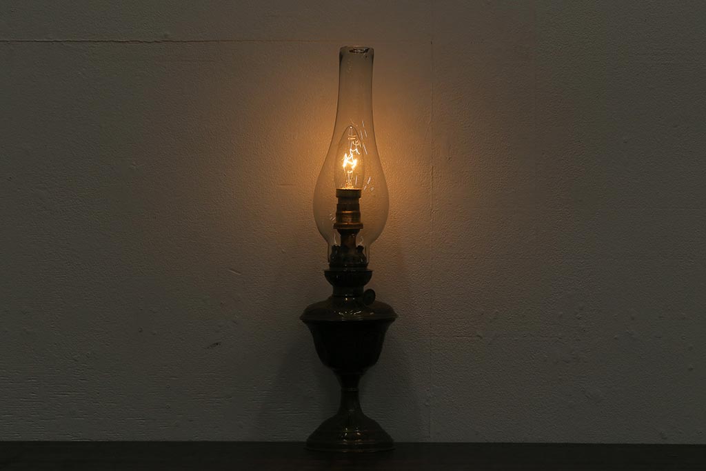 アンティーク照明　フランスアンティーク　オイルランプをリメイクしたテーブルランプ(スタンドライト、卓上照明)(R-041468)
