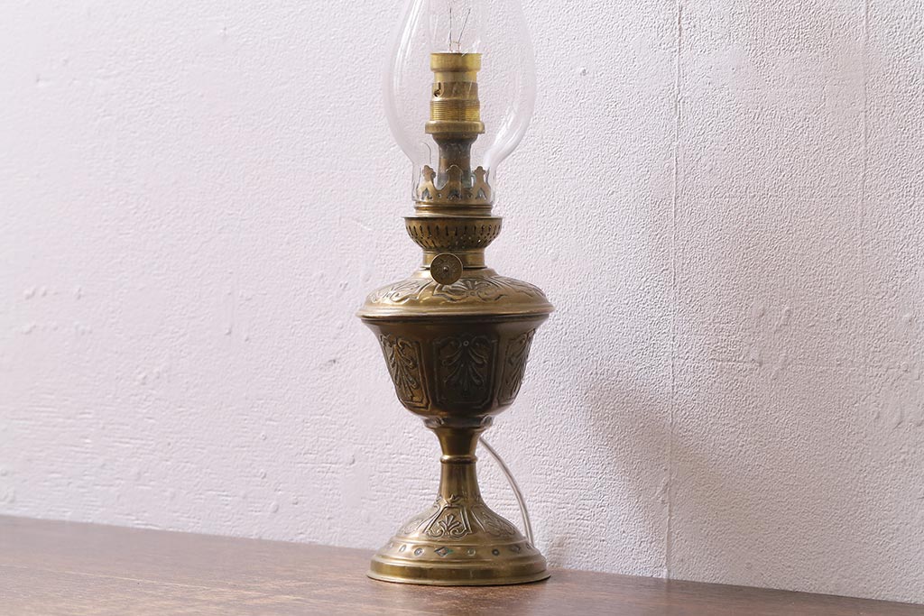 アンティーク照明　フランスアンティーク　オイルランプをリメイクしたテーブルランプ(スタンドライト、卓上照明)(R-041468)