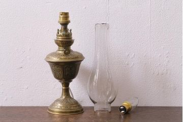 アンティーク照明　フランスアンティーク　オイルランプをリメイクしたテーブルランプ(スタンドライト、卓上照明)(R-041468)