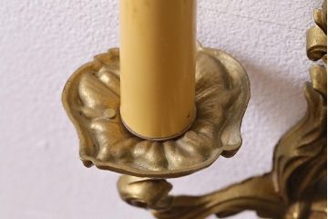 アンティーク照明　フランスアンティーク　真鍮　クラシックなウォールランプ2個セット(壁付け照明、壁掛け照明)(R-041469)