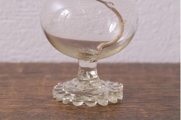 アンティーク雑貨　明治大正期　透明ガラス　脚がおしゃれな豆ランプ(オイルランプ、和ガラス)(R-041470)