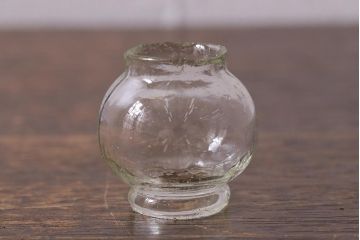 アンティーク雑貨　明治大正期　持ち手付き　青ガラスがおしゃれな豆ランプ(オイルランプ、和ガラス)(R-041471)