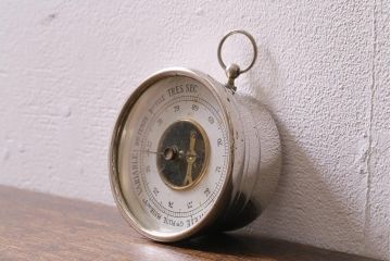 アンティーク雑貨　フランスアンティーク　シンプルさが格好いい気圧計(バロメーター、ディスプレイ雑貨)(R-041472)