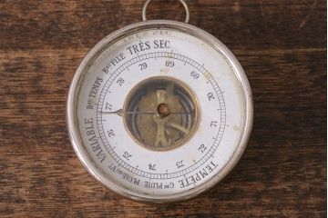 アンティーク雑貨　フランスアンティーク　シンプルさが格好いい気圧計(バロメーター、ディスプレイ雑貨)(R-041472)