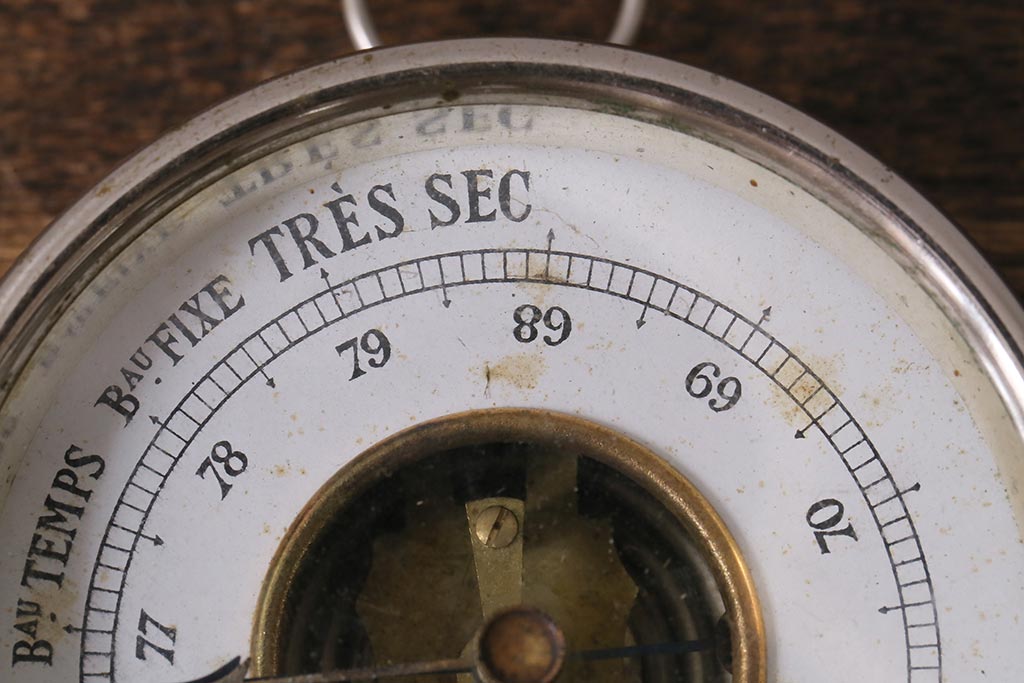 アンティーク雑貨　フランスアンティーク　シンプルさが格好いい気圧計(バロメーター、ディスプレイ雑貨)(R-041472)