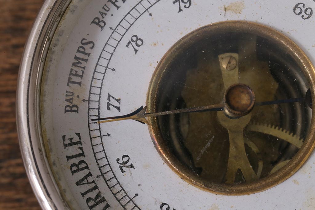 アンティーク雑貨　フランスアンティーク　シンプルさが格好いい気圧計(バロメーター、ディスプレイ雑貨)(R-041472)