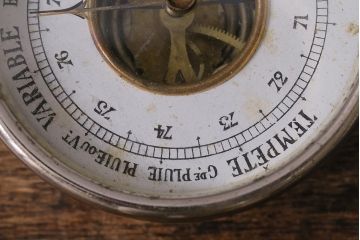 アンティーク雑貨　フランスアンティーク　シンプルさが格好いい気圧計(バロメーター、ディスプレイ雑貨)(R-041472)