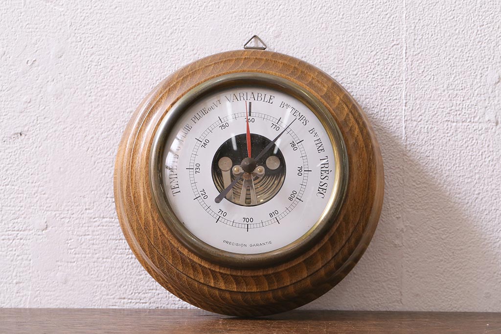 ヴィンテージ雑貨　木製　ビンテージスタイルにぴったりなフランス製の気圧計(バロメーター、ディスプレイ雑貨)(R-041473)