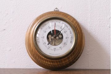 ヴィンテージ雑貨　木製　ビンテージスタイルにぴったりなフランス製の気圧計(バロメーター、ディスプレイ雑貨)(R-041473)