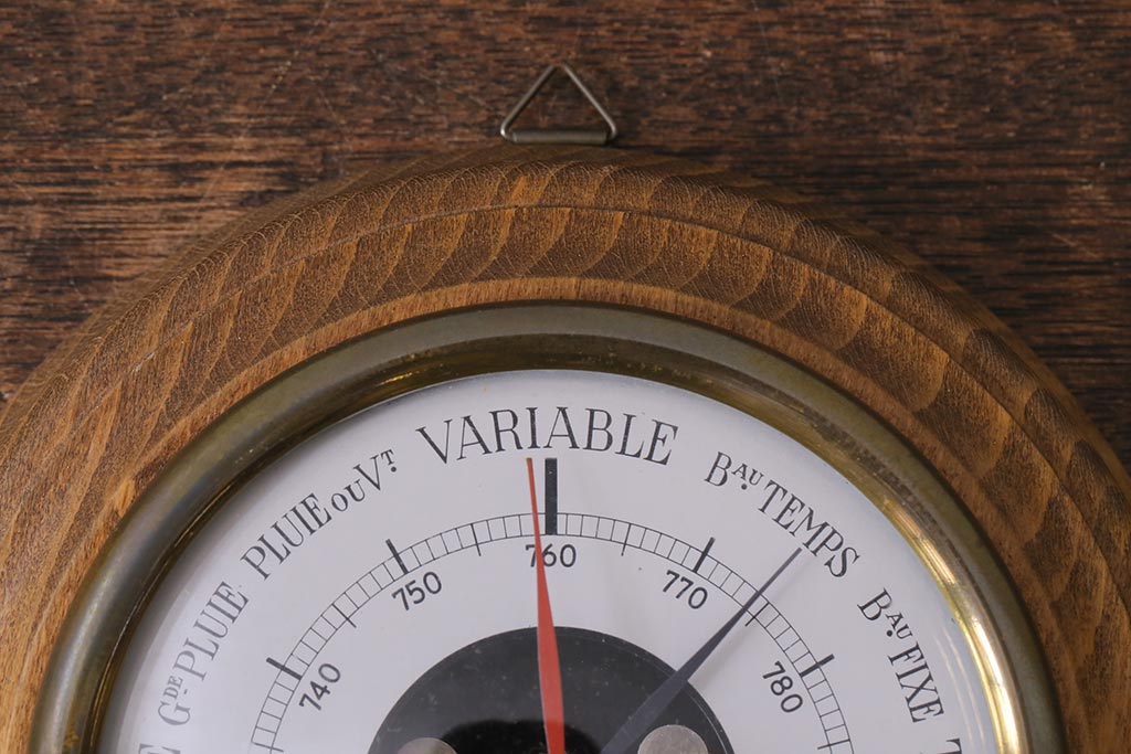 ヴィンテージ雑貨　木製　ビンテージスタイルにぴったりなフランス製の気圧計(バロメーター、ディスプレイ雑貨)(R-041473)