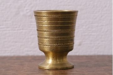 ヴィンテージ雑貨　フランスビンテージ　真鍮製のスパイスマッシャー(すり鉢、すりこぎ)(R-041477)