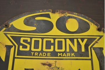 レトロ雑貨　戦前　虎印石油　SOCONY　紐育スタンダード石油　ホーロー看板(企業看板)(R-041498)