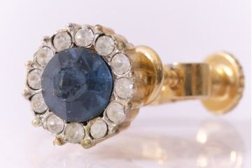 ヴィンテージ雑貨　ブルーのストーンが上品なビンテージイヤリング(アクセサリー)(R-041542)