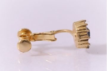 ヴィンテージ雑貨　ブルーのストーンが上品なビンテージイヤリング(アクセサリー)(R-041542)