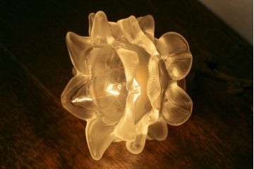 ヴィンテージ照明　フランスビンテージ　青銅　花型シェードのウォールランプ(壁付け照明、壁掛け照明)(R-041551)