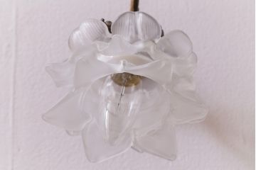 ヴィンテージ照明　フランスビンテージ　青銅　花型シェードのウォールランプ(壁付け照明、壁掛け照明)(R-041551)