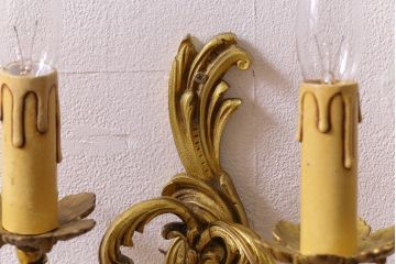 ヴィンテージ照明　フランスビンテージ　クラシックなウォールランプ2個セット(壁付け照明、壁掛け照明)(R-041552)