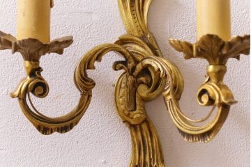 ヴィンテージ照明　フランスビンテージ　クラシックなウォールランプ2個セット(壁付け照明、壁掛け照明)(R-041552)