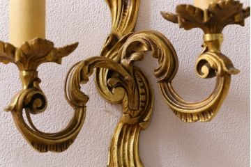 ヴィンテージ照明　フランスビンテージ　クラシックなウォールランプ2個セット(壁付け照明、壁掛け照明)(R-041552)