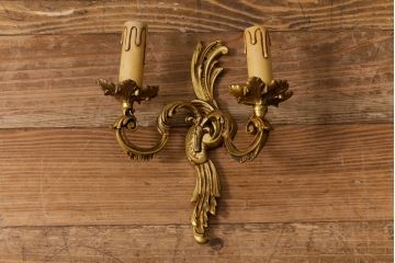 ヴィンテージ照明　フランスビンテージ　クラシックなウォールランプ2個セット(壁付け照明、壁掛け照明)(R-041552)