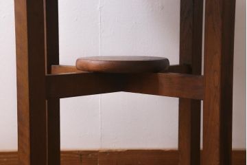 和製アンティーク　昭和初期　ナラ材　大正ロマンの雰囲気漂うコーヒーテーブル(ラウンドテーブル、丸テーブル、カフェテーブル)(R-041555)