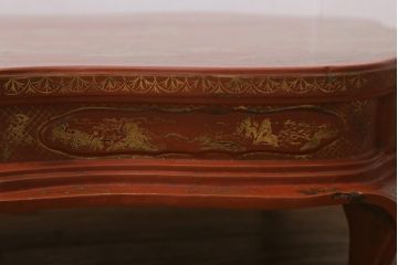 アンティーク雑貨　明治〜大正　朱塗金蒔絵木製花台(中国風俗画唐物)(R-041556)