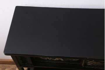 アンティーク家具　和製アンティーク　大正昭和初期　松竹梅・菊・蝶　時代物　繊細な螺鈿が目を引く飾り棚(茶棚、収納棚)(R-041559)