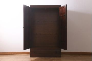 中古　松本民芸家具　シックな佇まいが魅力の引き出し付きワードローブ(洋服タンス、衣装箪笥)(定価約42万円)(R-041560)