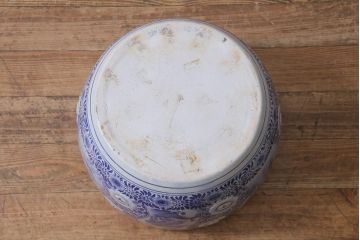 アンティーク雑貨　昭和初期　山水図・桜　繊細に描かれた図が美しい瀬戸火鉢(鉢カバー)(R-041561)