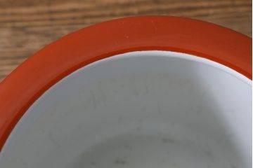 和製アンティーク　オールドノリタケ　日陶(則武)　昭和初期　鶴丸文　目を引く朱色の火鉢(瀬戸火鉢、Noritake、noritake、NORITAKE、手あぶり、鉢カバー、傘立て)(R-041563)