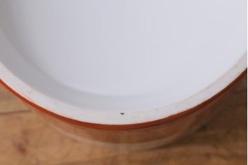 和製アンティーク　オールドノリタケ　日陶(則武)　昭和初期　鶴丸文　目を引く朱色の火鉢(瀬戸火鉢、Noritake、noritake、NORITAKE、手あぶり、鉢カバー、傘立て)(R-041563)